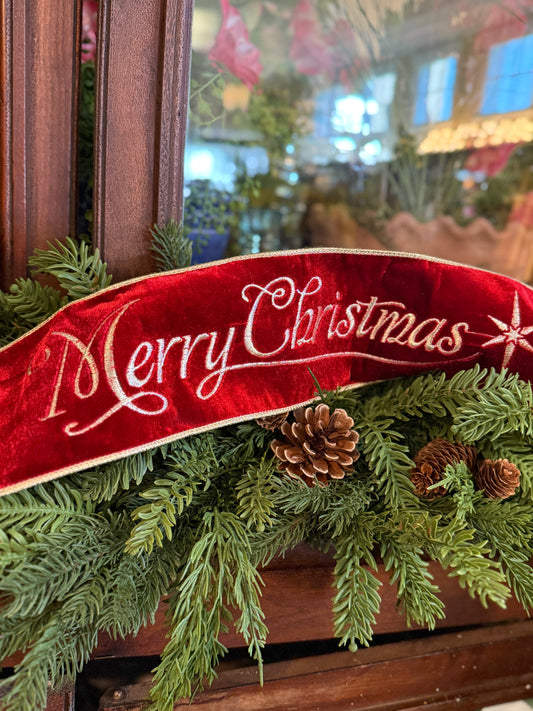 4” wide, Two “Merry Christmas” Ribbon