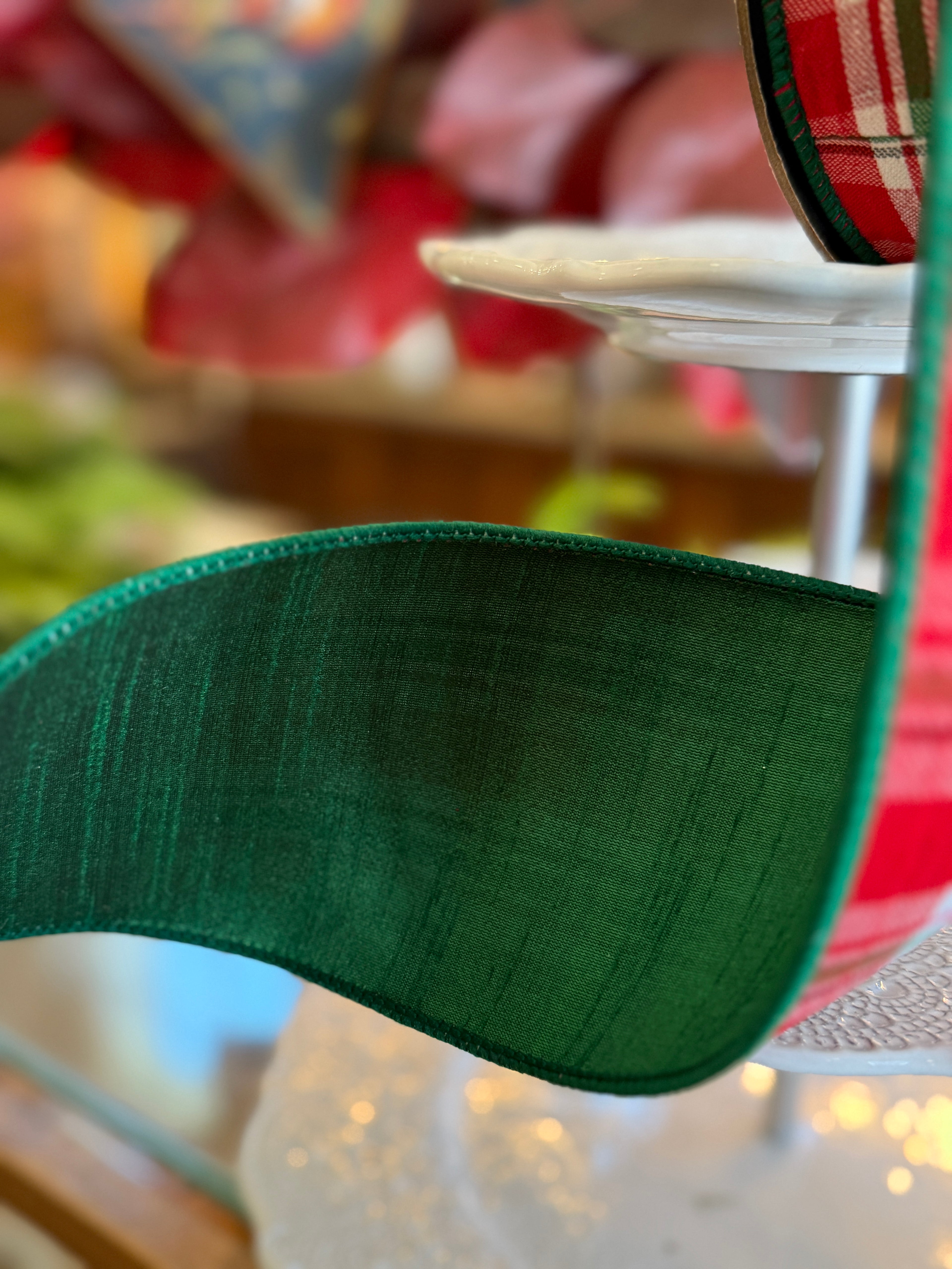 4” Faux Wool Winterberry Plaid, Red Dark Green White