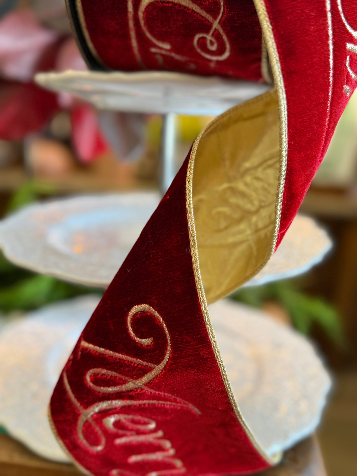 4” wide, Two “Merry Christmas” Ribbon