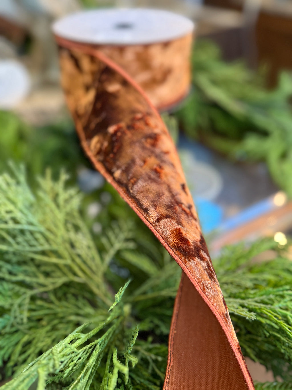 2.5" x 10yrds Crushed Velvet, Rust