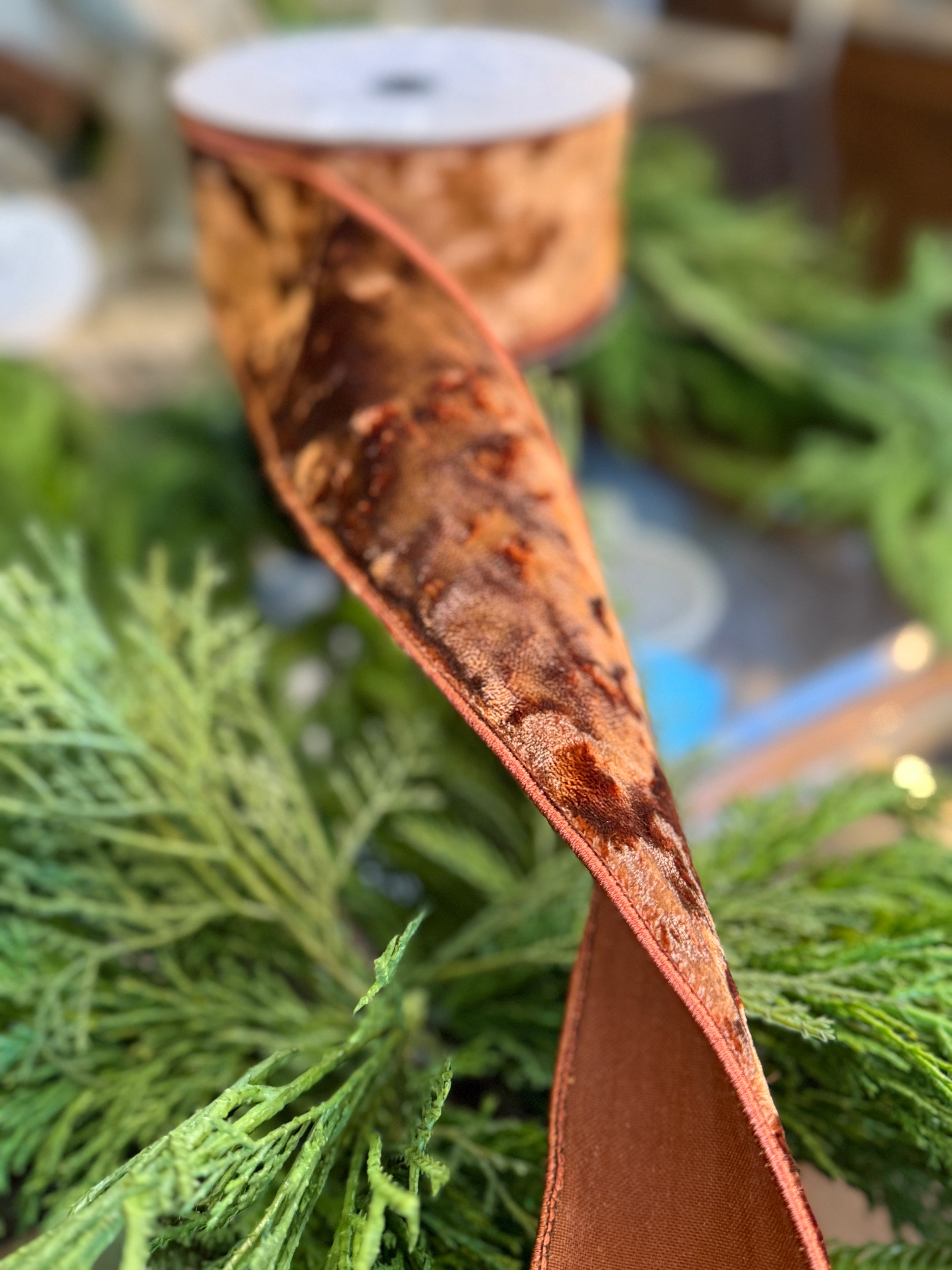 2.5" x 10yrds Crushed Velvet, Rust