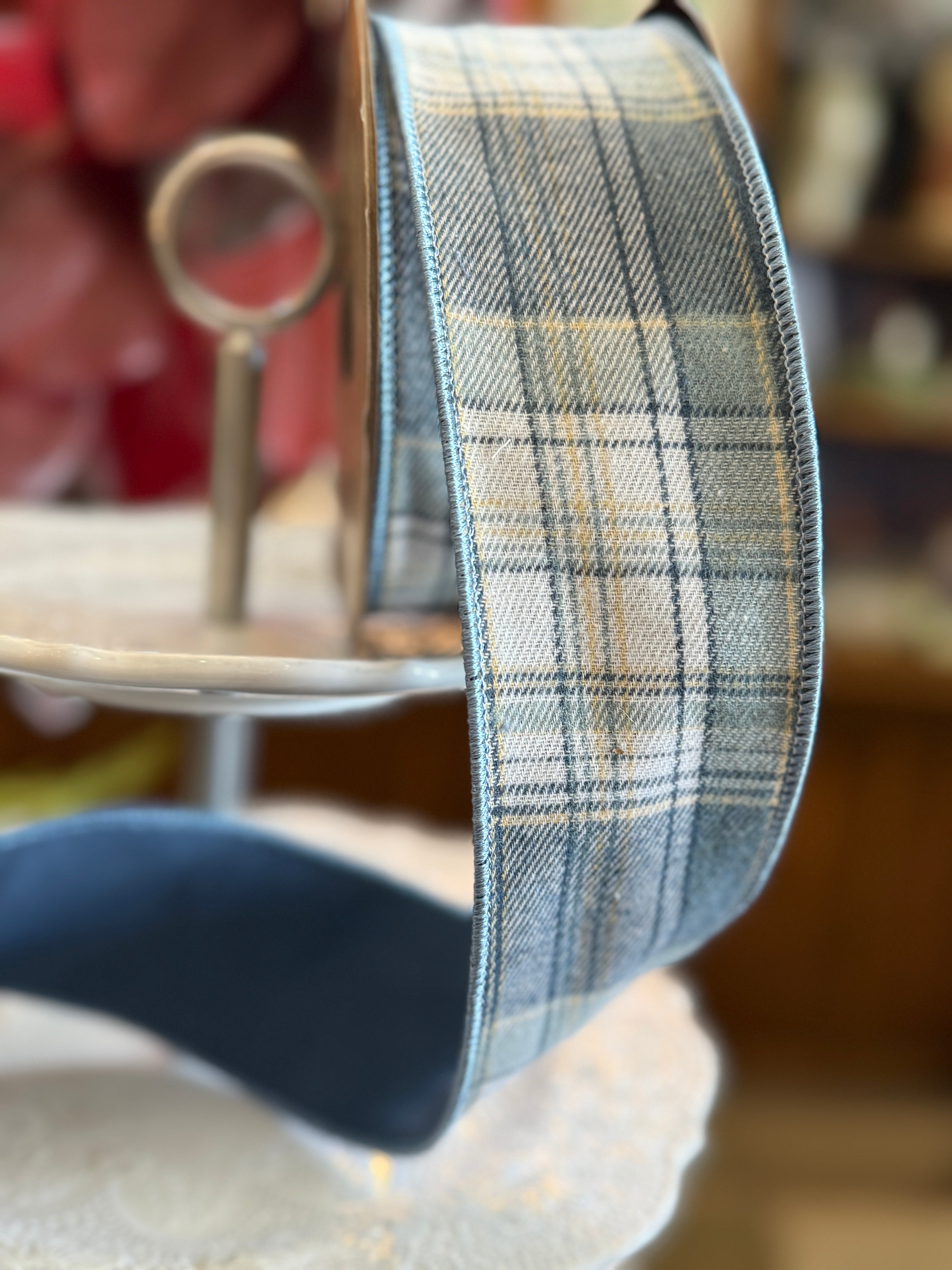 2.5” Faux Wool Brexton Plaid, Blue White