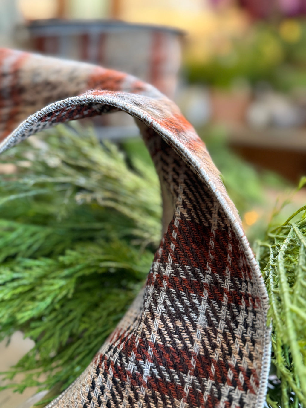 4” Faux Wool Twilight Plaid, brown blue rust