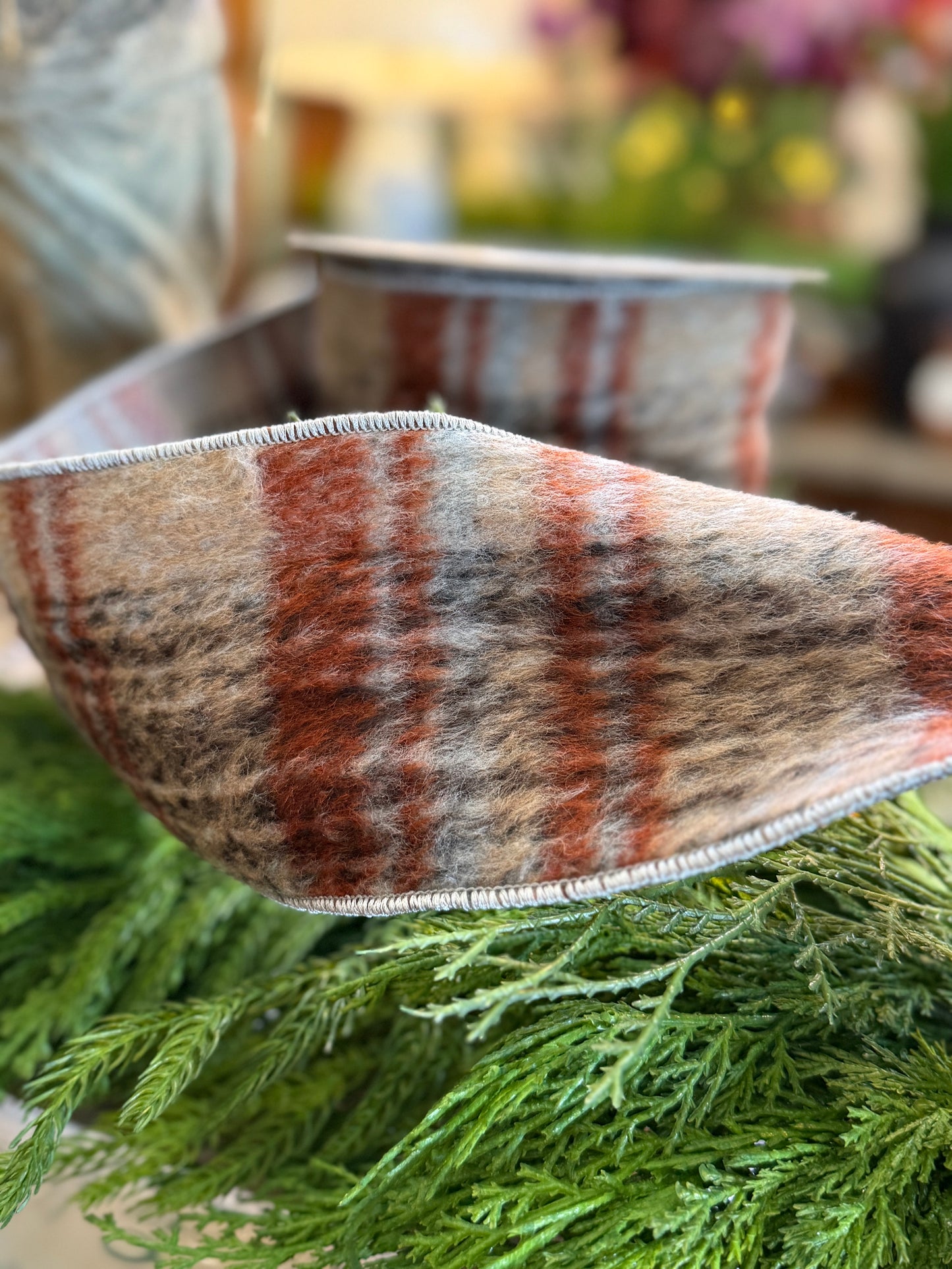 4” Faux Wool Twilight Plaid, brown blue rust