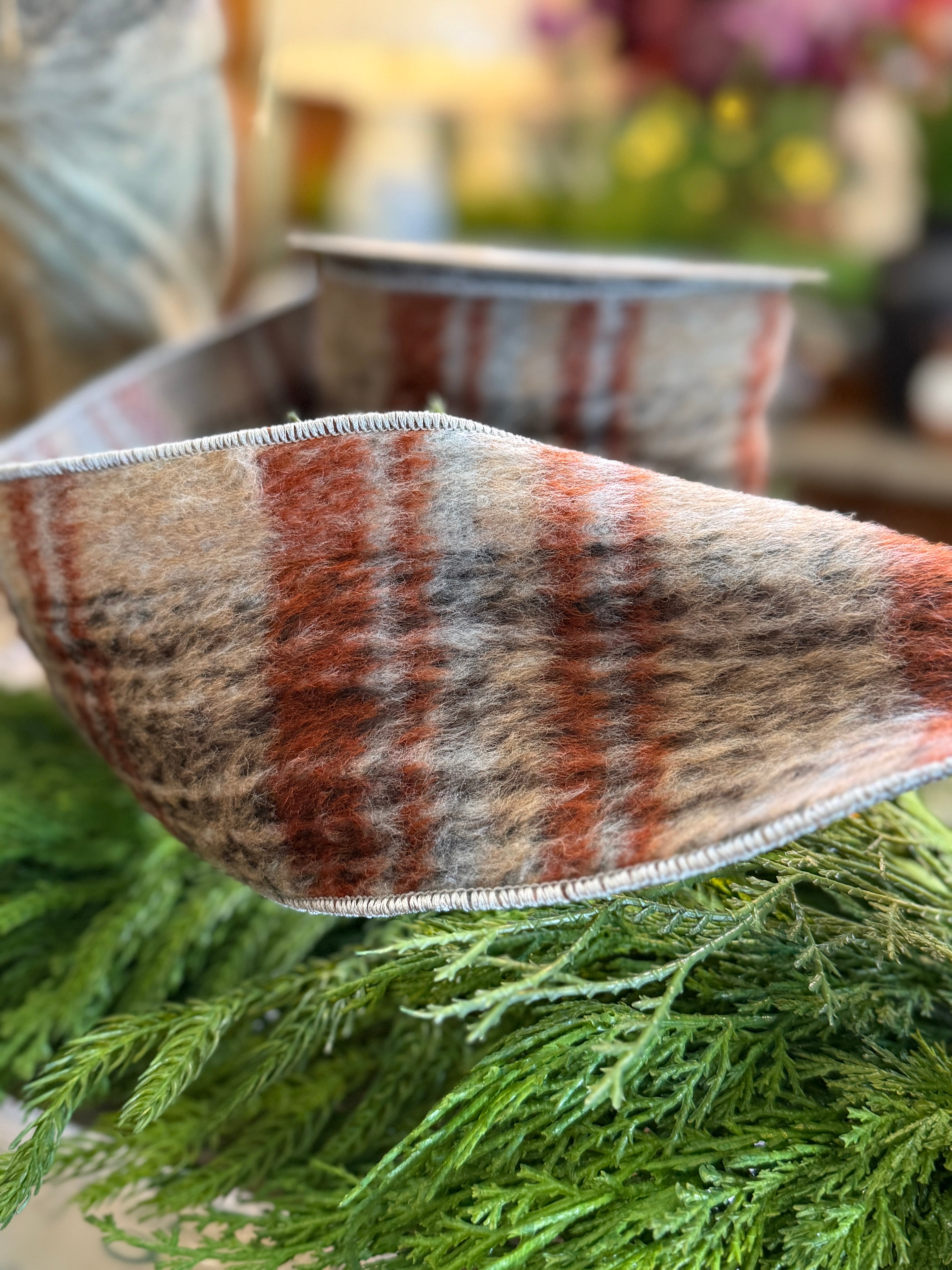 4” Faux Wool Twilight Plaid, brown blue rust