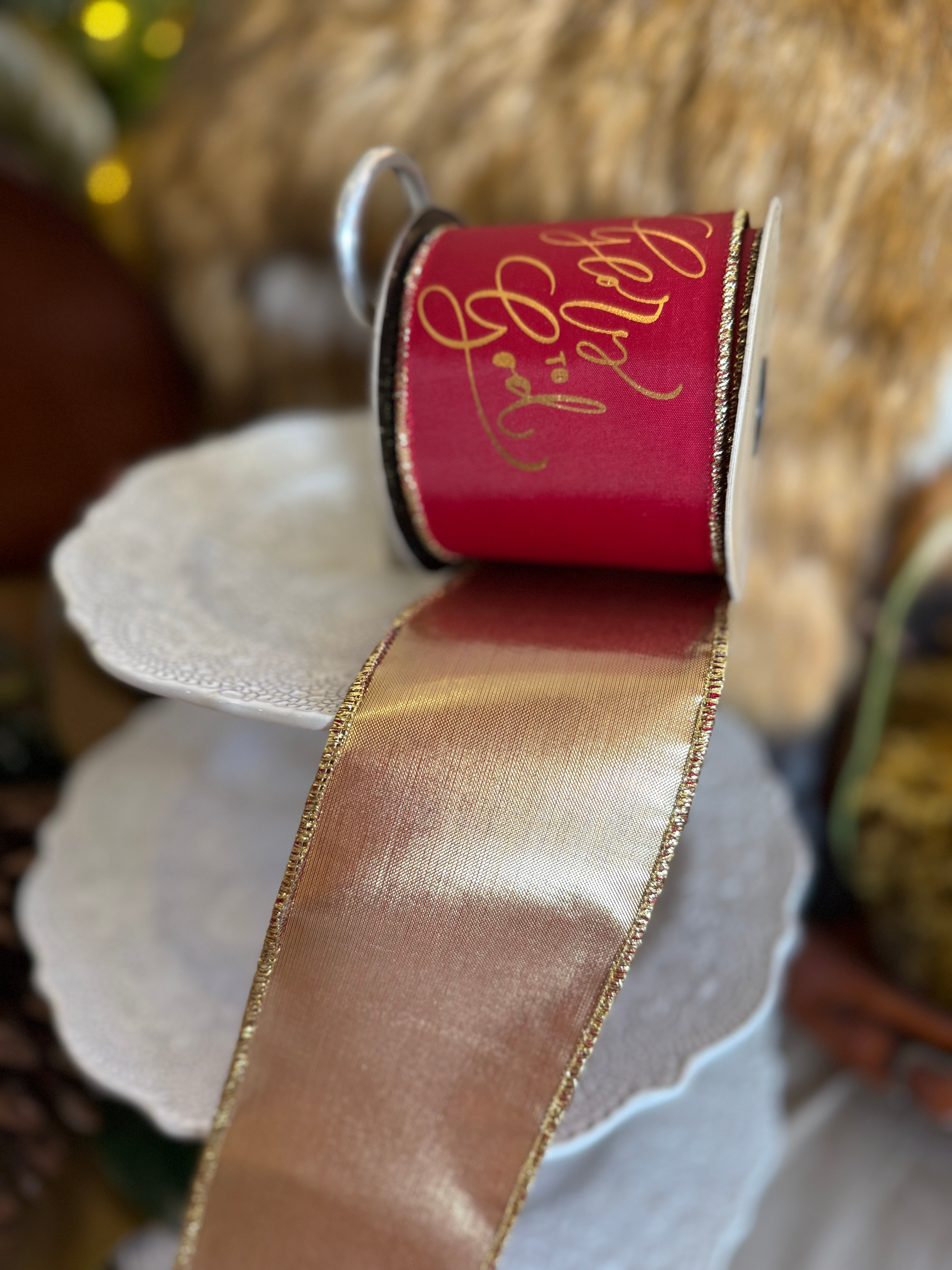 3” Taffeta Gold Foil “Glory to God,” Red