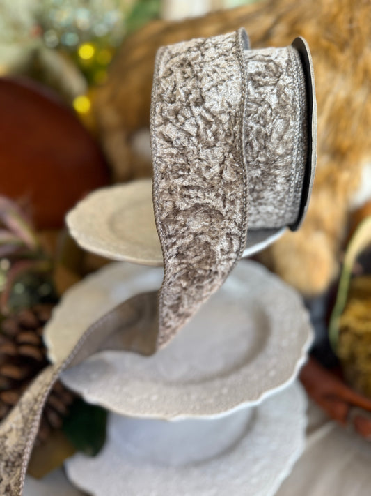 2.5” Crushed Velvet Dupion Back, Grey