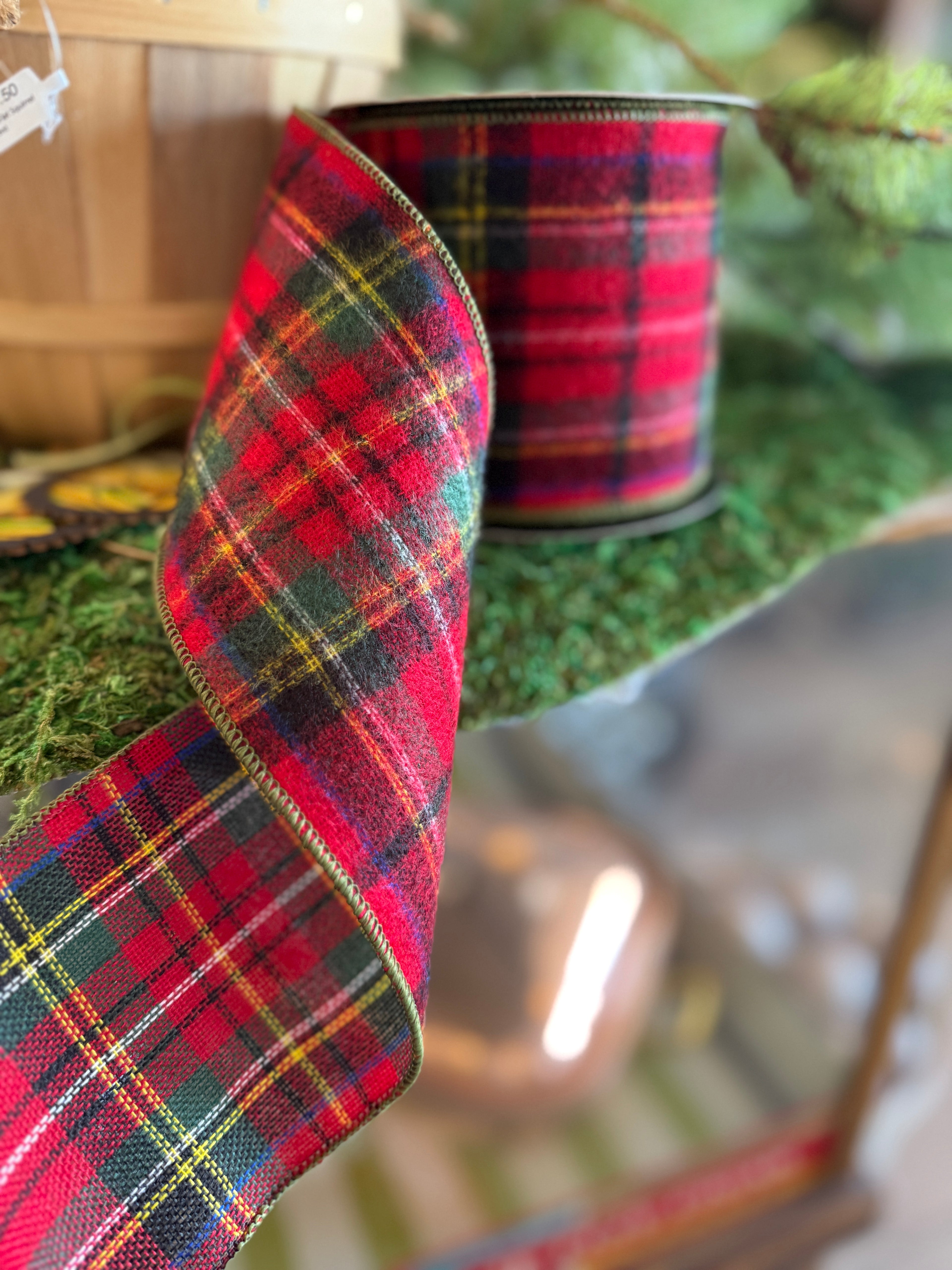 4” Faux Wool Cheyenne Plaid, Red Green Black