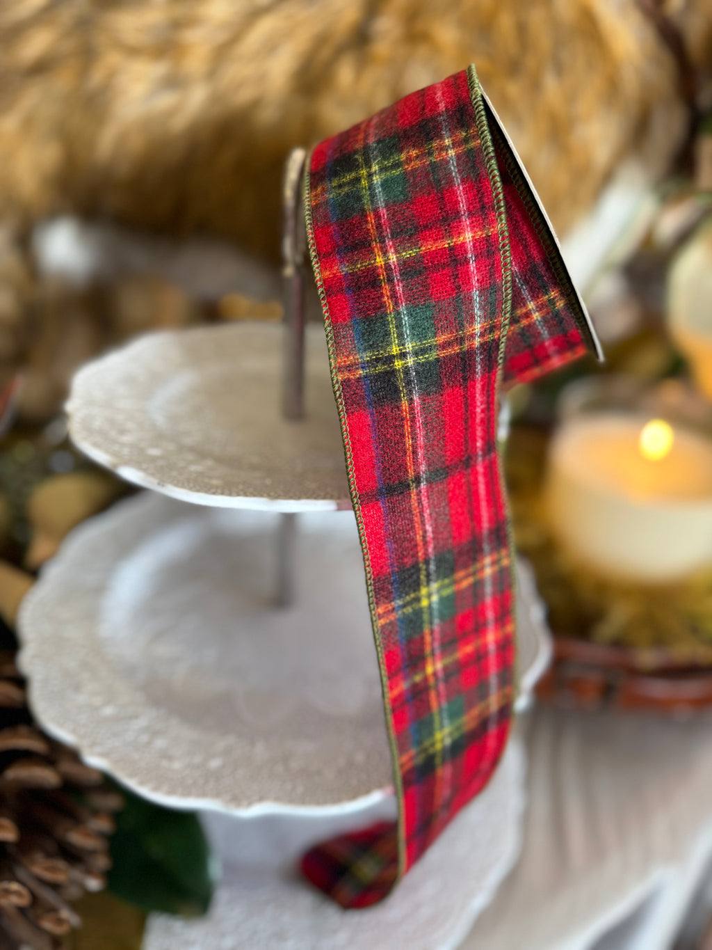 2.5” Faux Wood Cheyenne Plaid, Red Green Black