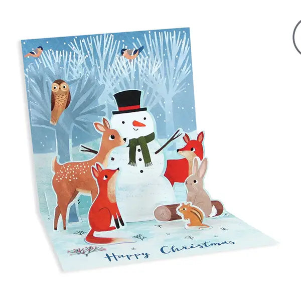 Forest Snowman Pop-up Greeting Card with Lights & Envelope