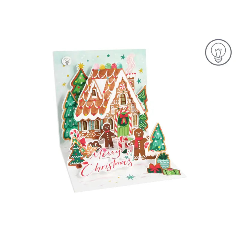 Gingerbread Pop-up Greeting Card with Lights & Envelope