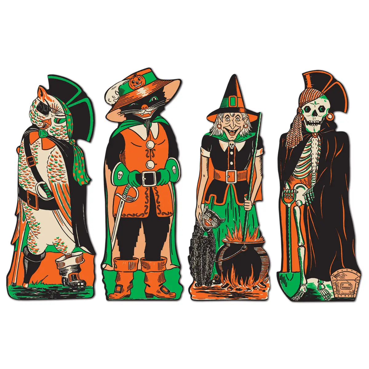 Vintage Halloween Fanci-Dress Cutouts, Set of 4