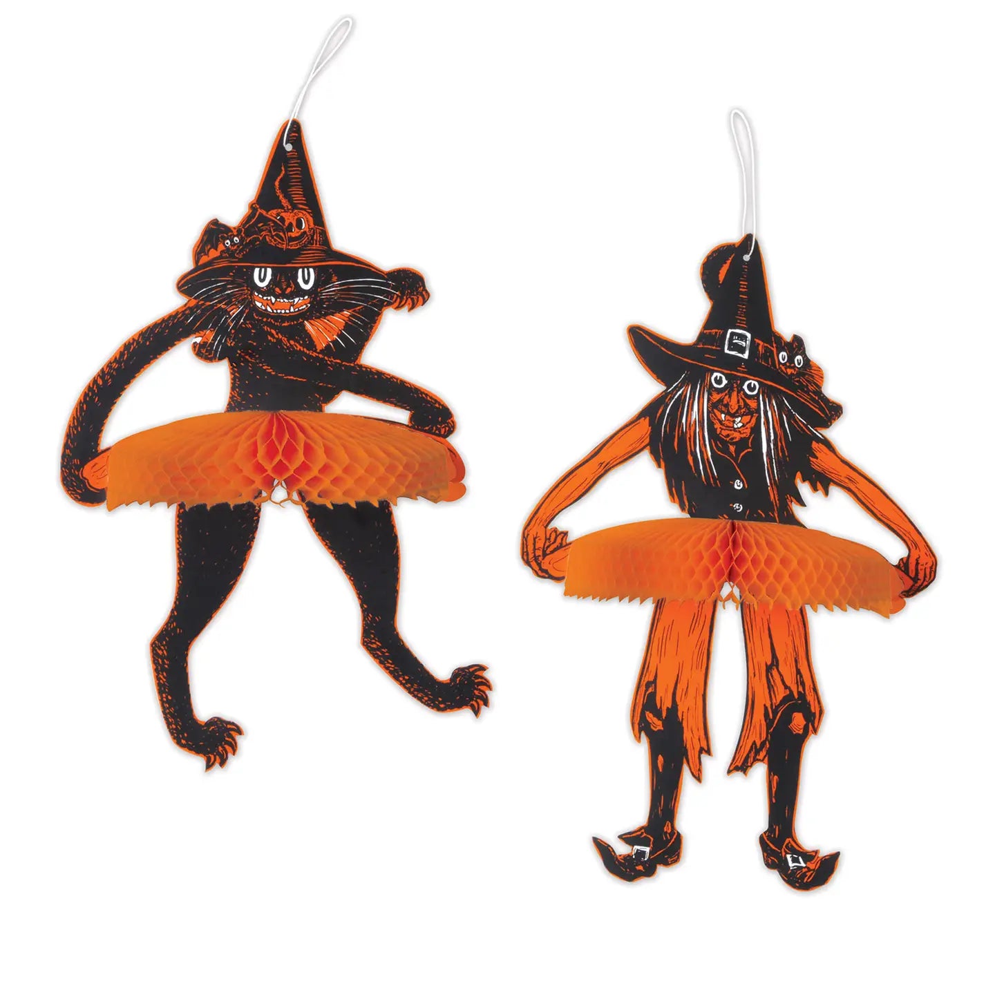Vintage Halloween Jointed Tango, Witch & Cat