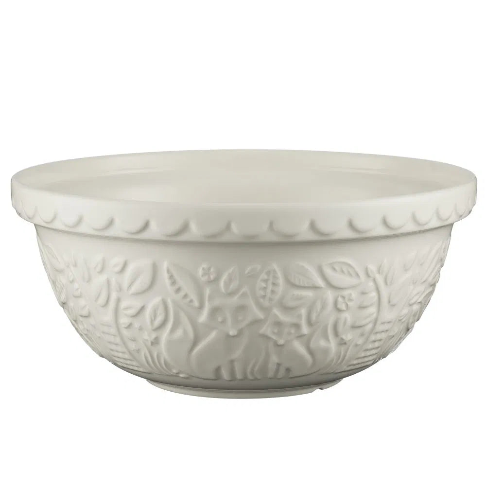 Mason Cash In the Forest S12 (4.25 Qt) Embossed Mixing Bowl | Fox (Cream)