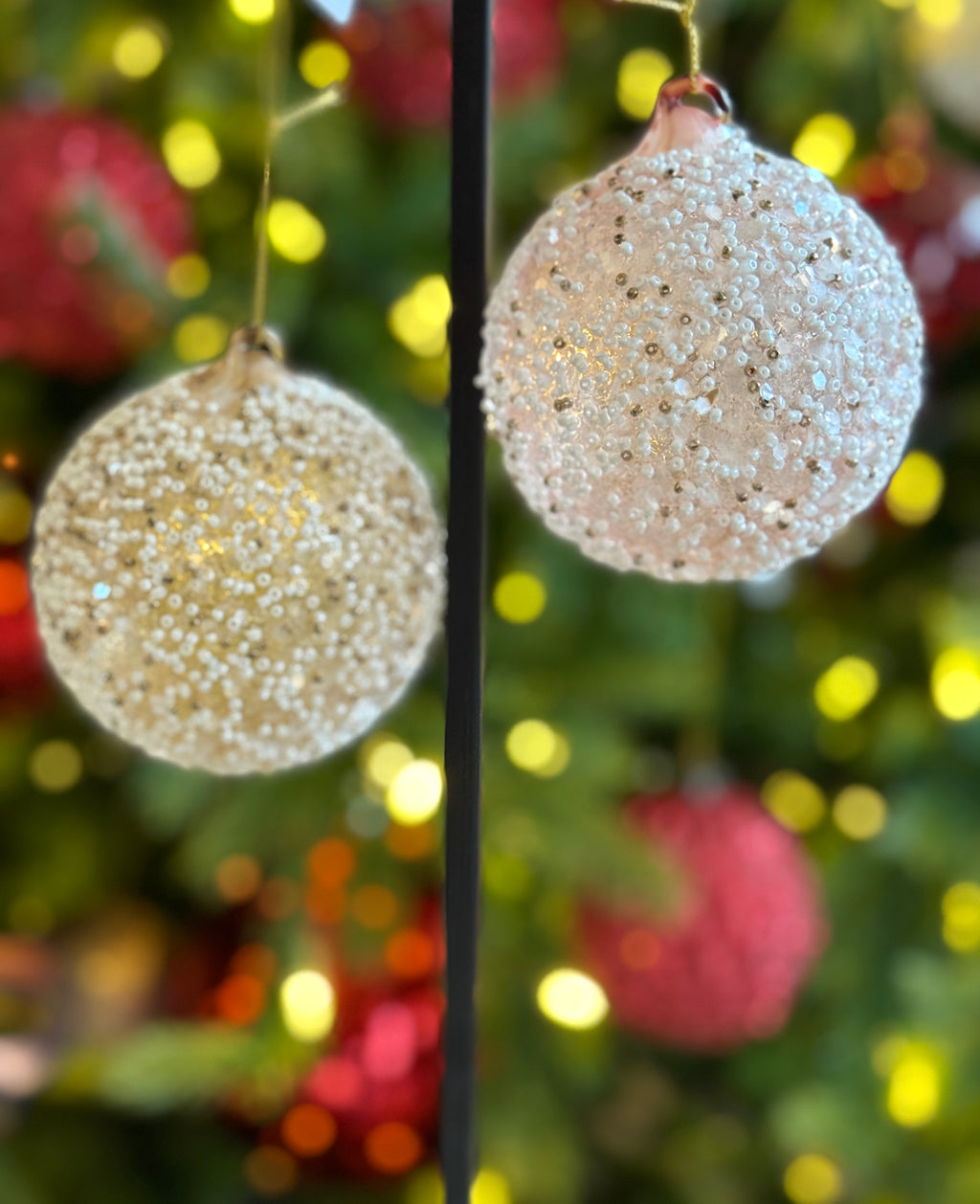 3" Transparent Beaded Glass Ornament