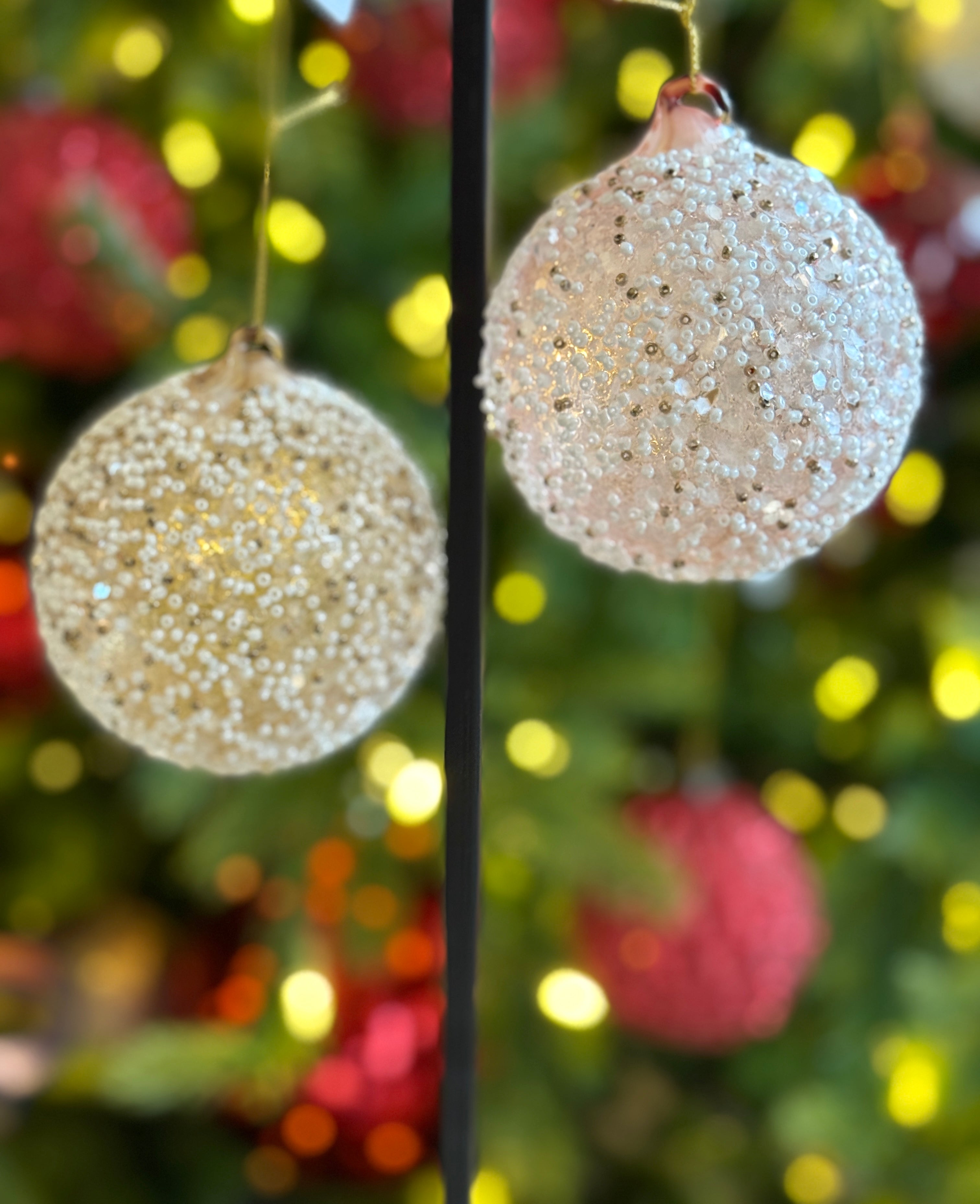 3" Transparent Beaded Glass Ornament