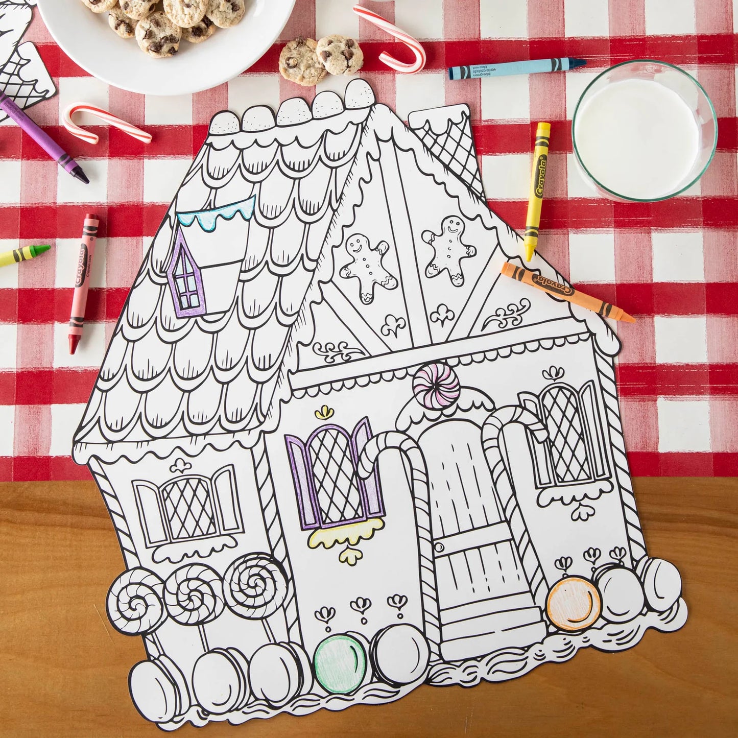 Hester & Cook Die Cut Gingerbread House Coloring Placemat - 12 sheets