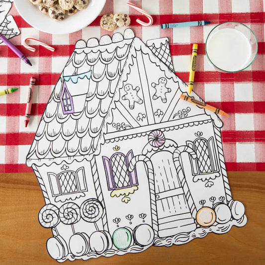 Hester & Cook Die Cut Gingerbread House Coloring Placemat - 12 sheets