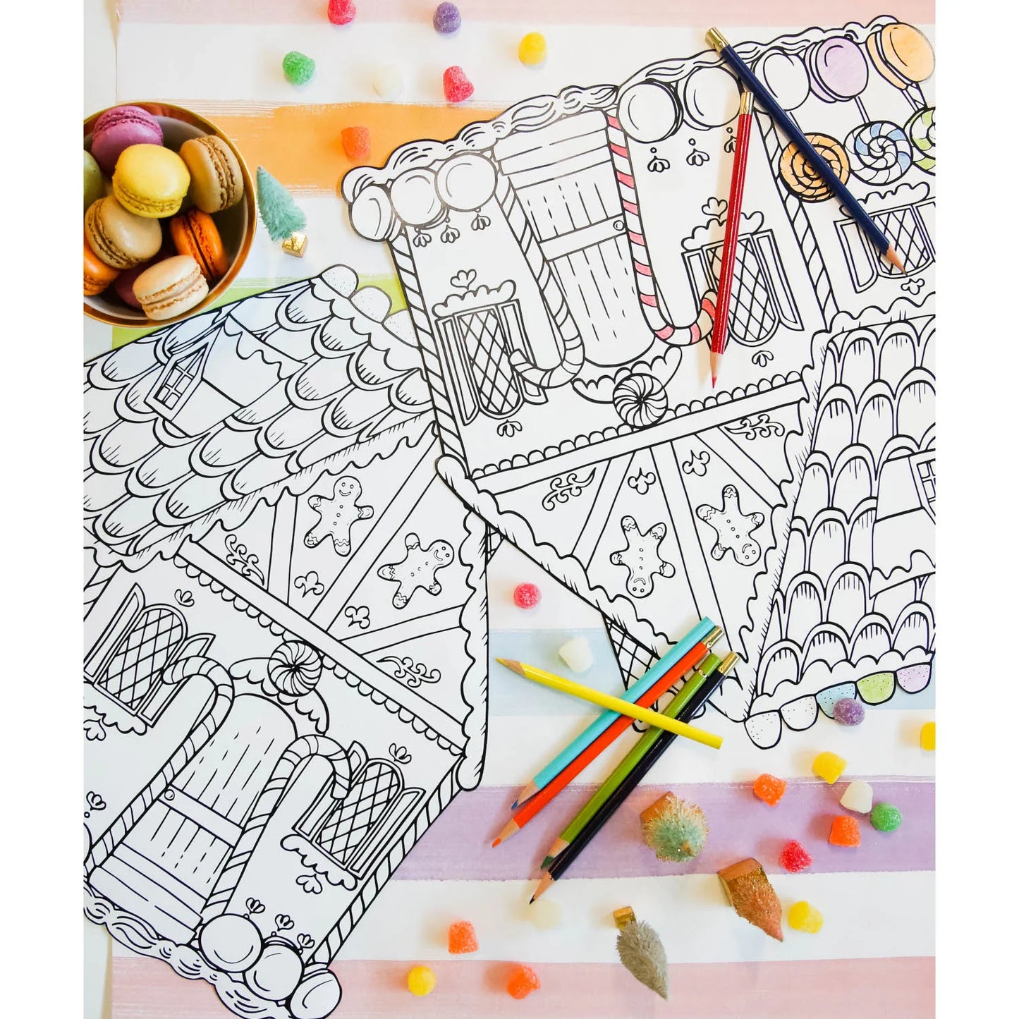 Hester & Cook Die Cut Gingerbread House Coloring Placemat - 12 sheets