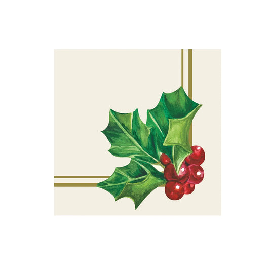 Hester & Cook Holly Cocktail Napkin - Pack of 20