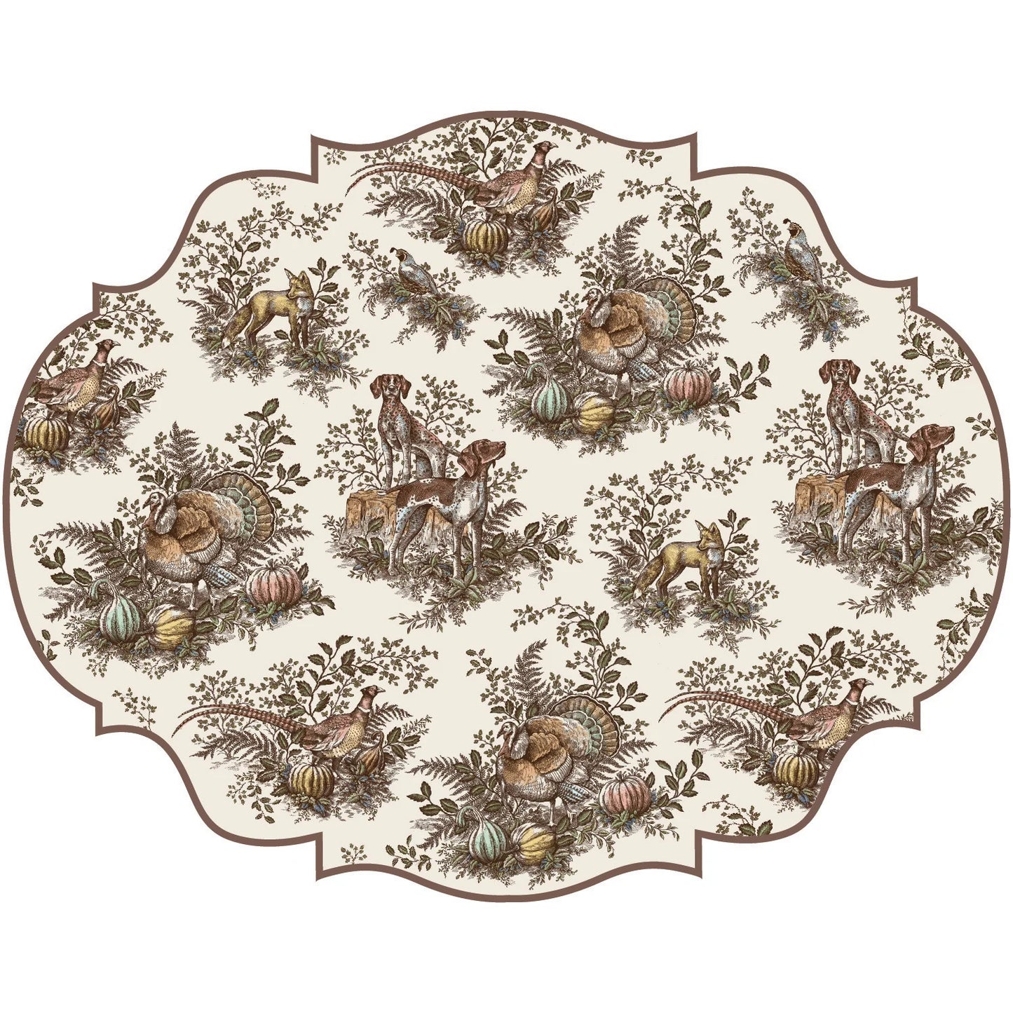 Hester & Cook Die-Cut Harvest Toile Frame Placemat - 12 sheets