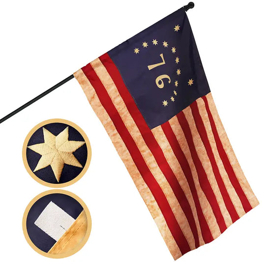 Bennington Flag Tea-Stained 1x1.5 ft Pole Sleeve Embroidered