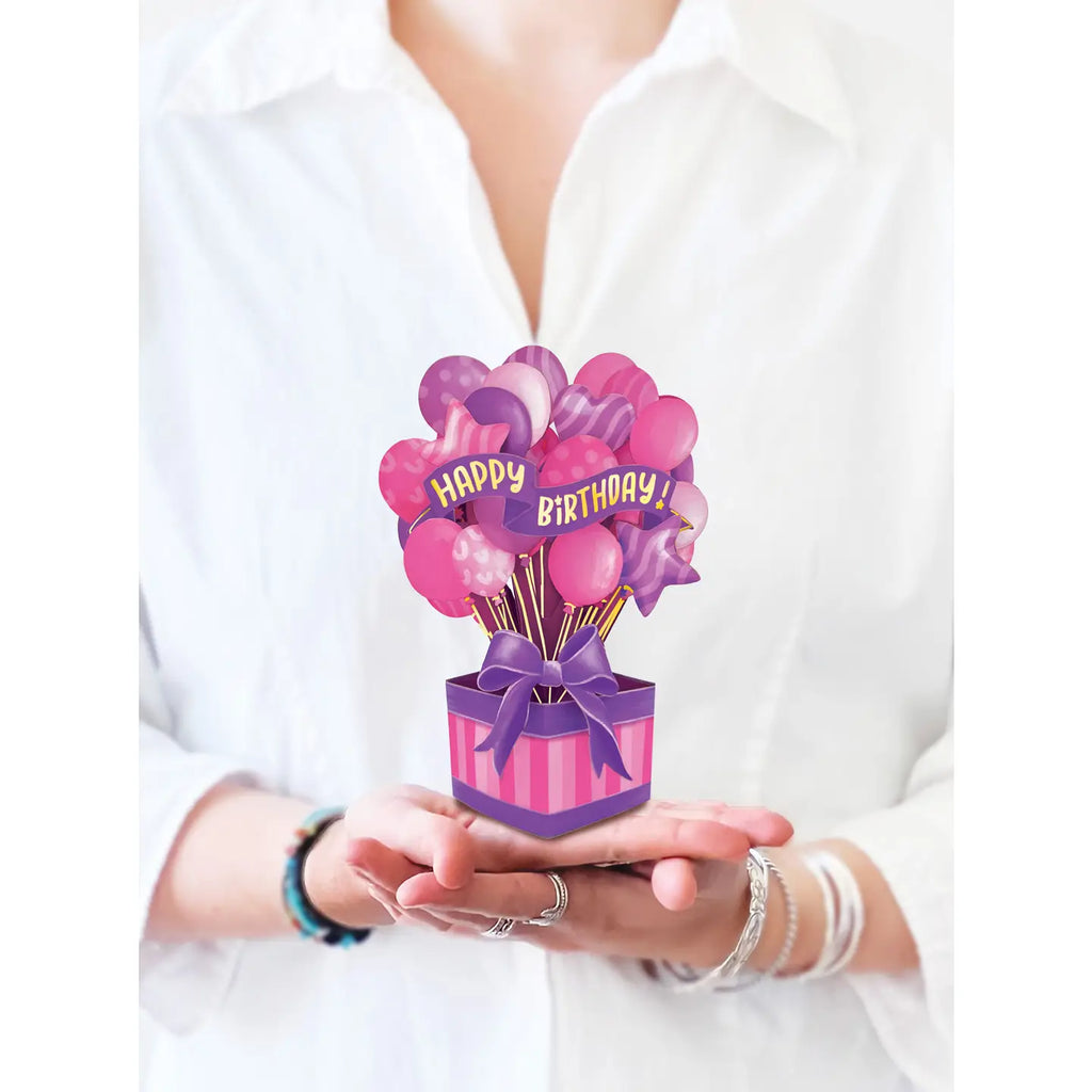 FreshCut Paper Pop-up Greeting Card Pink Birthday Balloons