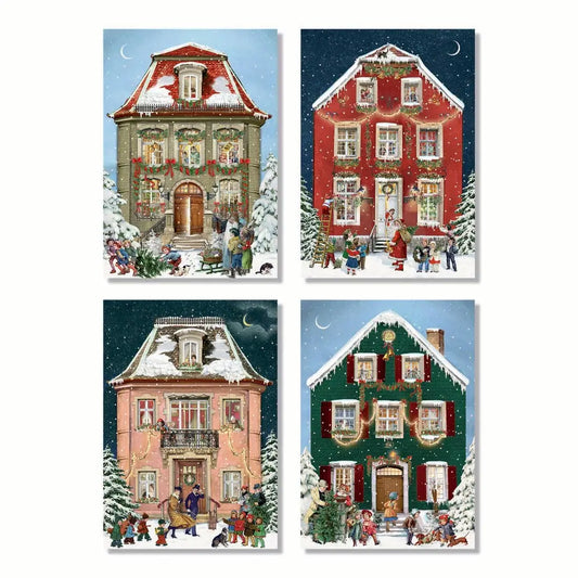 Victorian Christmas Houses Advent Calendar Cards