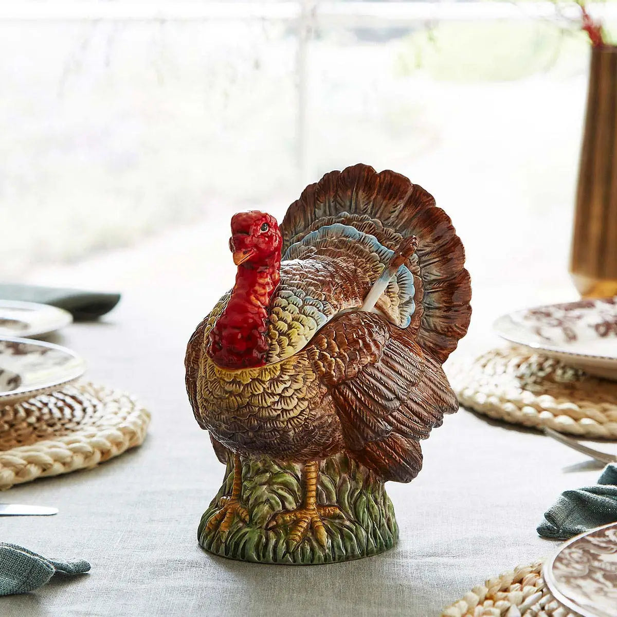 Woodland Turkey Gravy Boat and Ladle, 14 oz