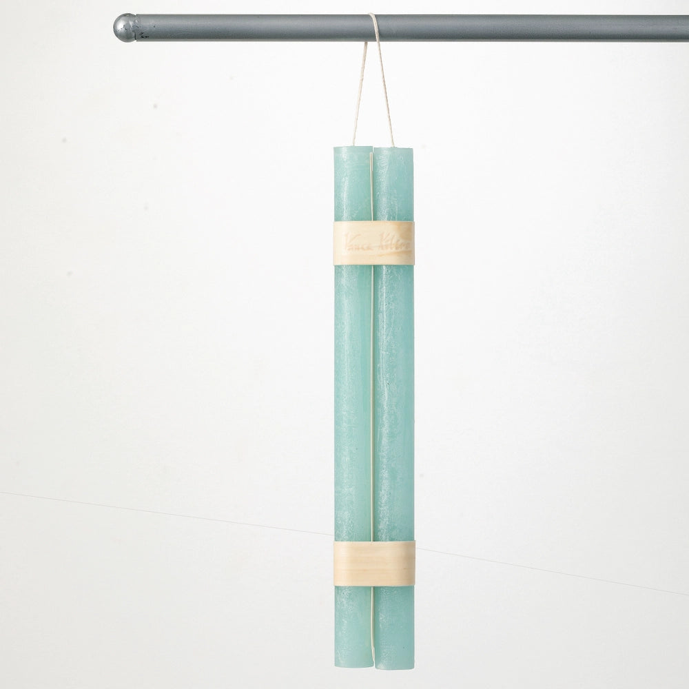 Vance Kitira 12" Sea Foam Hanging Timber Taper Candle, Set of 2