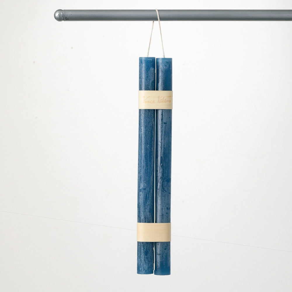 Vance Kitira 12" English Blue Hanging Timber Taper Candle, Set of 2