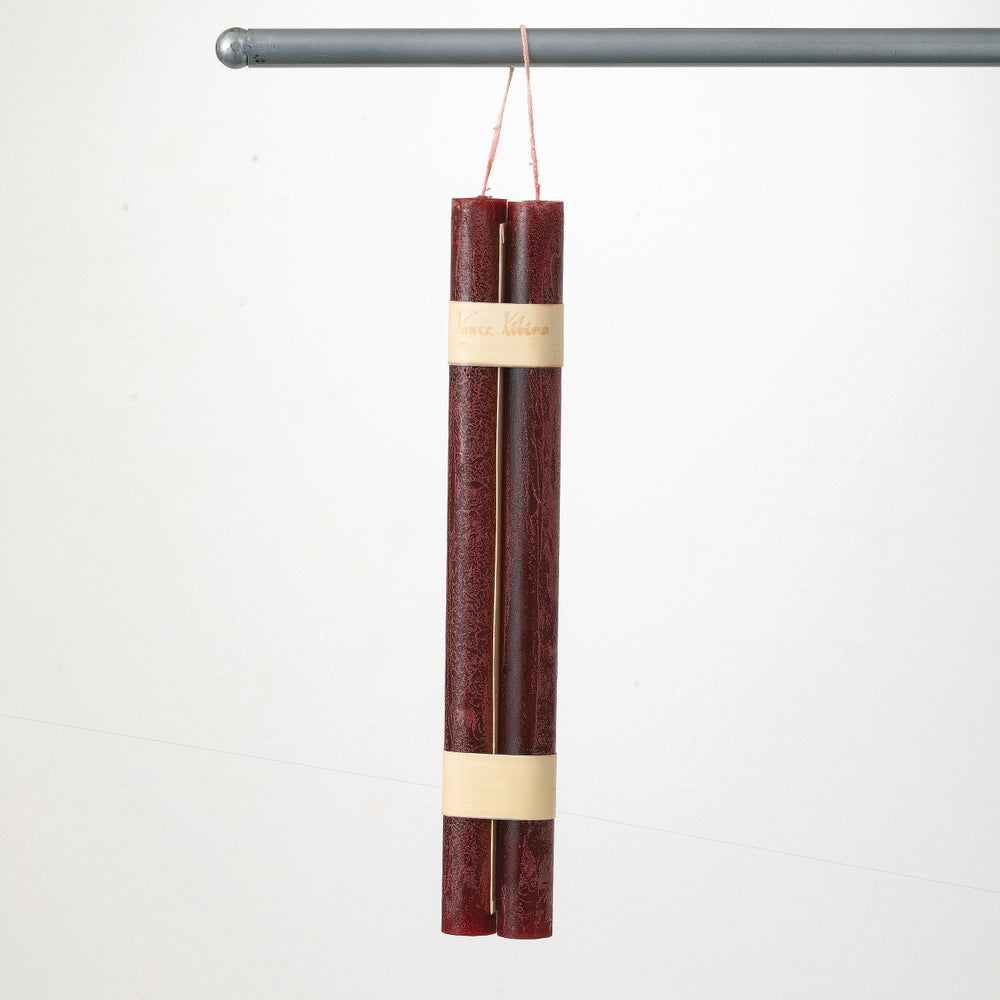 Vance Kitira 12" Wine Hanging Timber Taper Candle, Set of 2