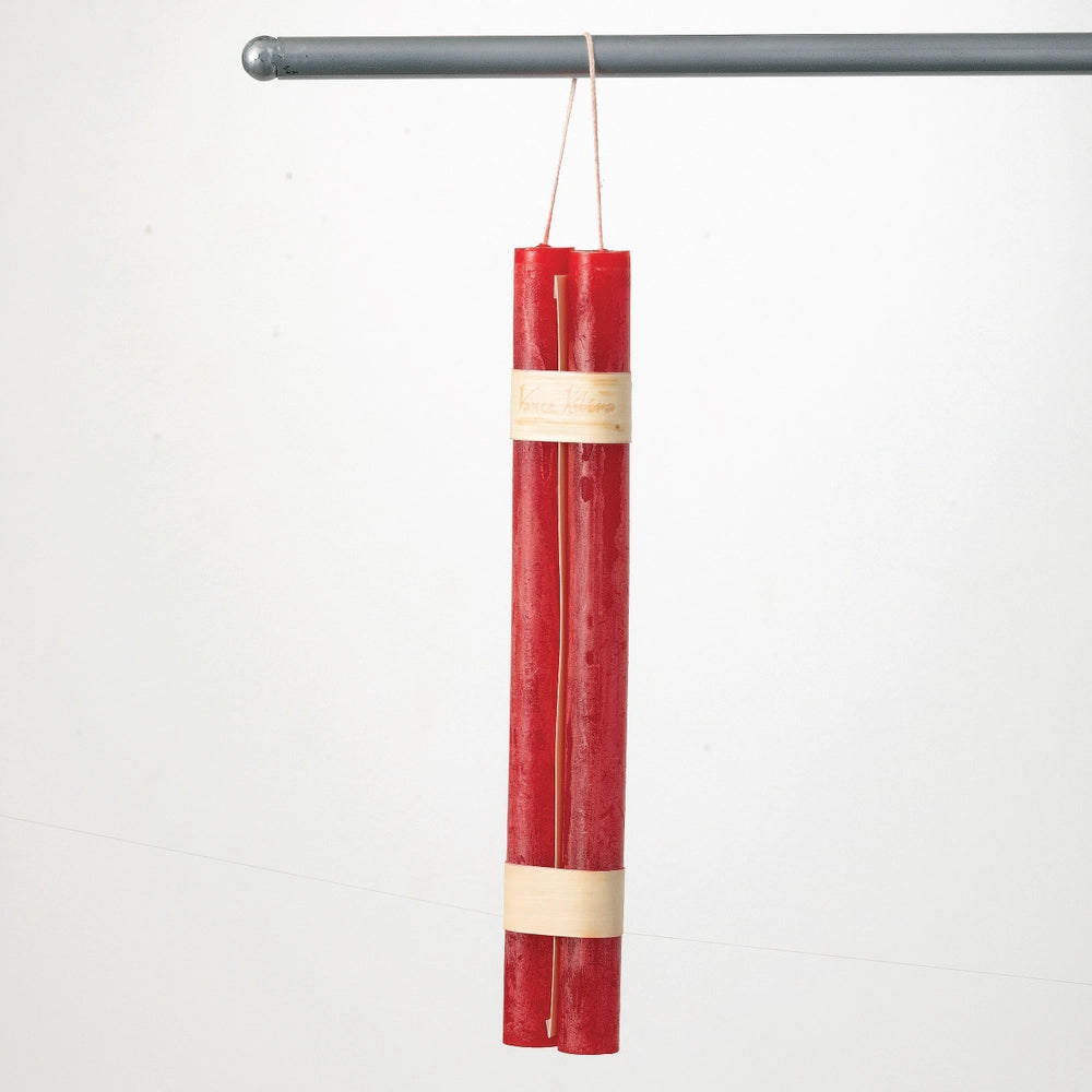 Vance Kitira 12" Cranberry Hanging Timber Taper Candle, Set of 2