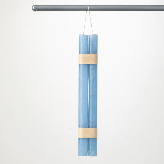 12" Vance Kitira Crystal Blue Hanging Timber Taper Candle, set of 2