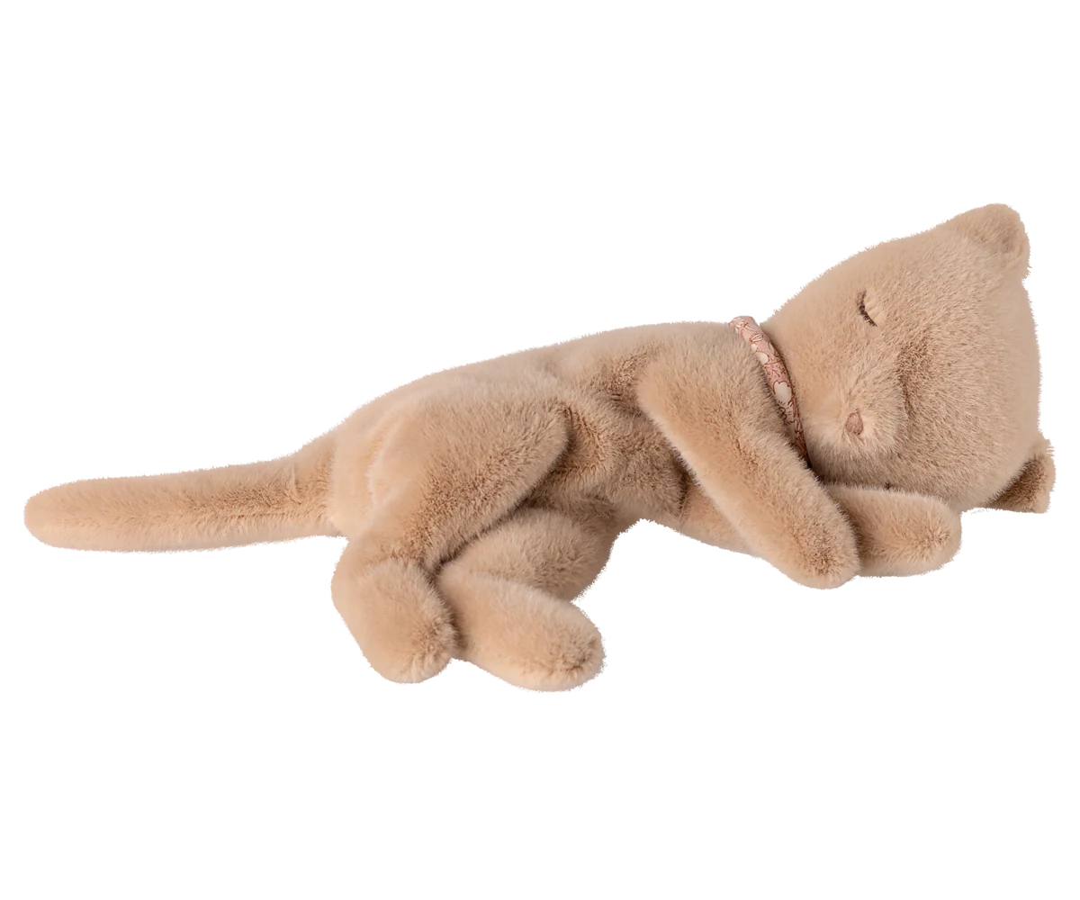 Sleeping Kitten Plush, Small - cream
