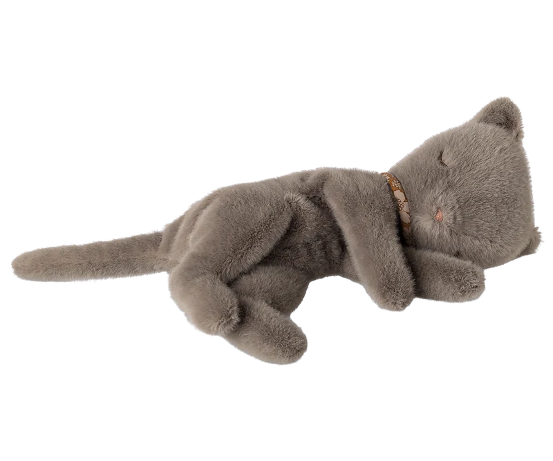 Sleeping Kitten Plush, Small - Grey