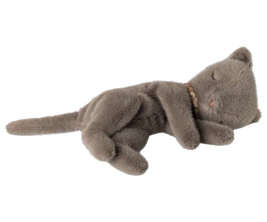 Sleeping Kitten Plush, Small - Grey