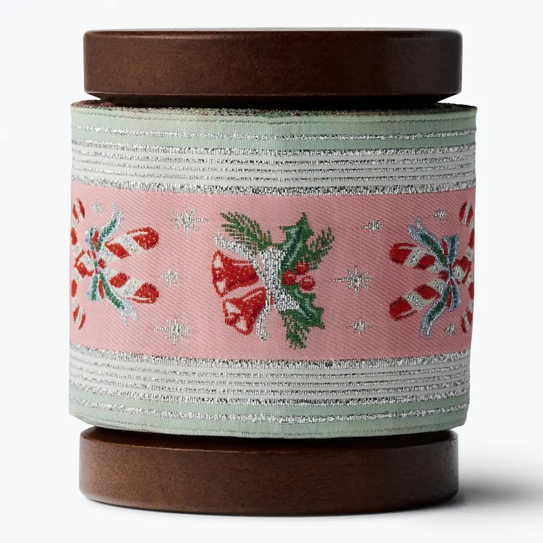 Candy Cane Stripe Jacquard Ribbon - SOLD BY THE ROLL