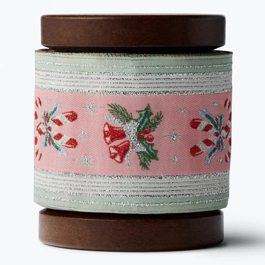 Candy Cane Stripe Jacquard Ribbon - SOLD BY THE ROLL