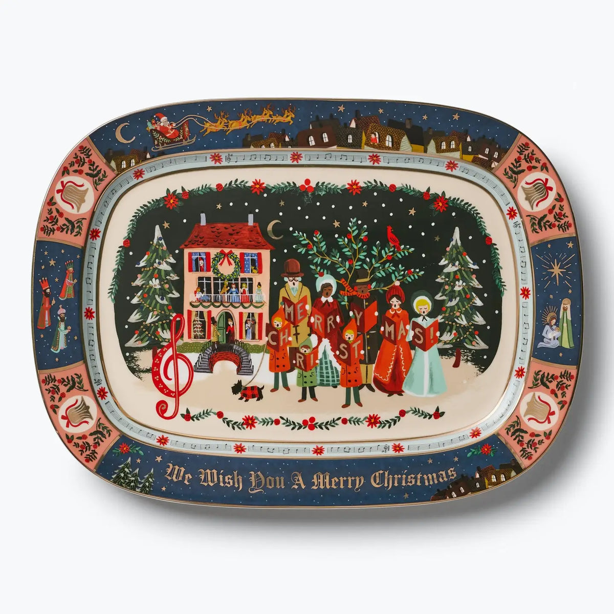 Christmas Carols Large Porcelain Serving Tray