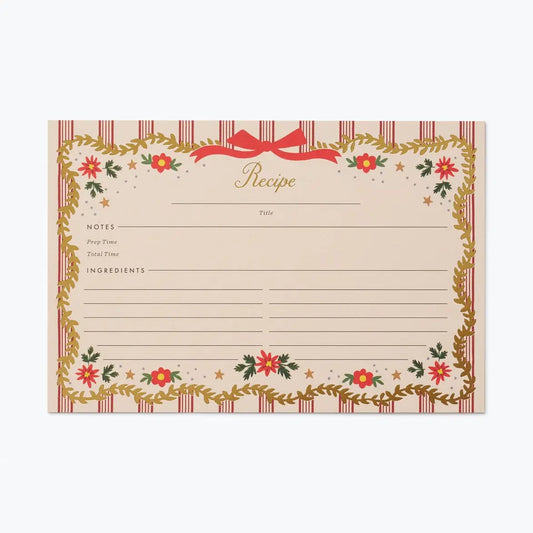 Pack of 12 Holly Jolly Recipe Cards
