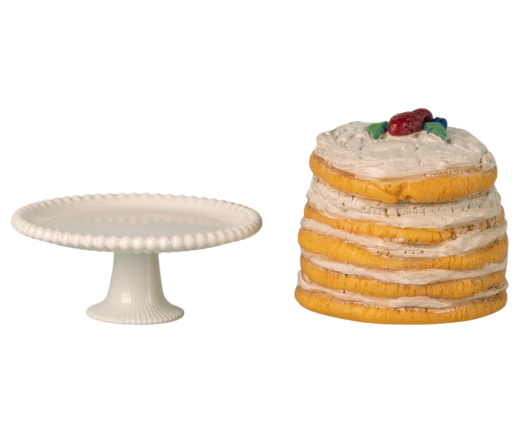 Maileg - Party Cake and Cake Stand, off white
