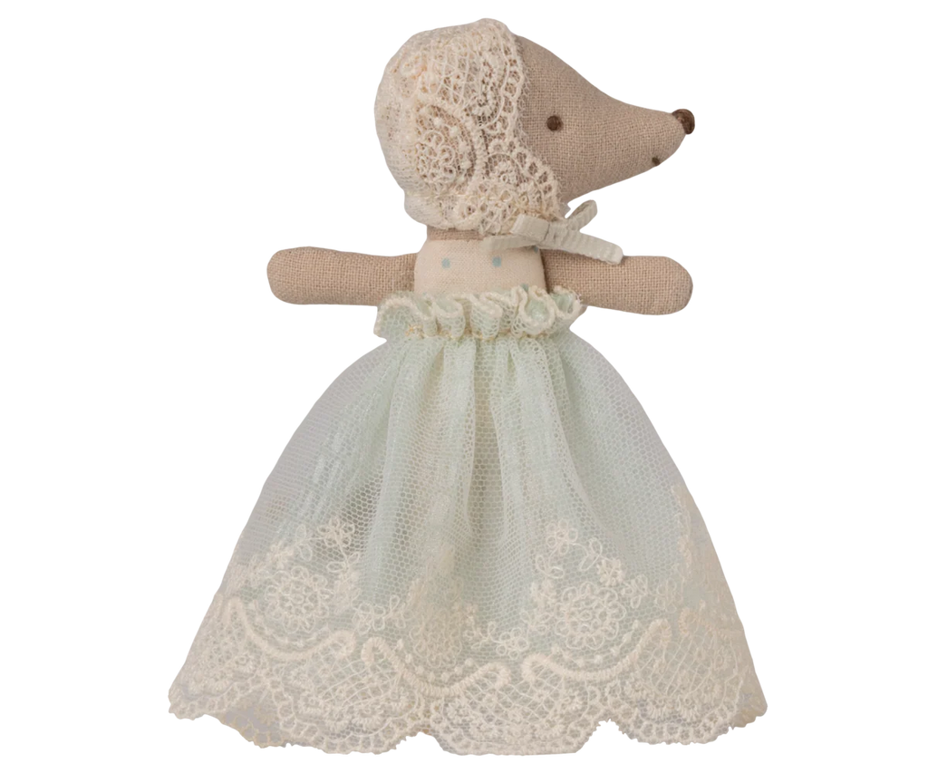 Maileg - Baby Mouse in Gown, Mint