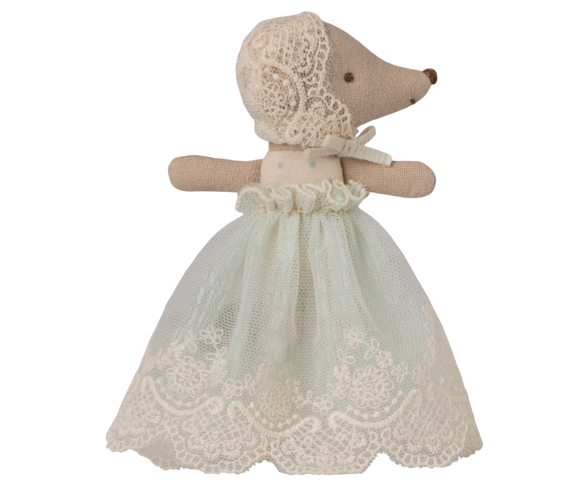 Maileg - Baby Mouse in Gown, Mint