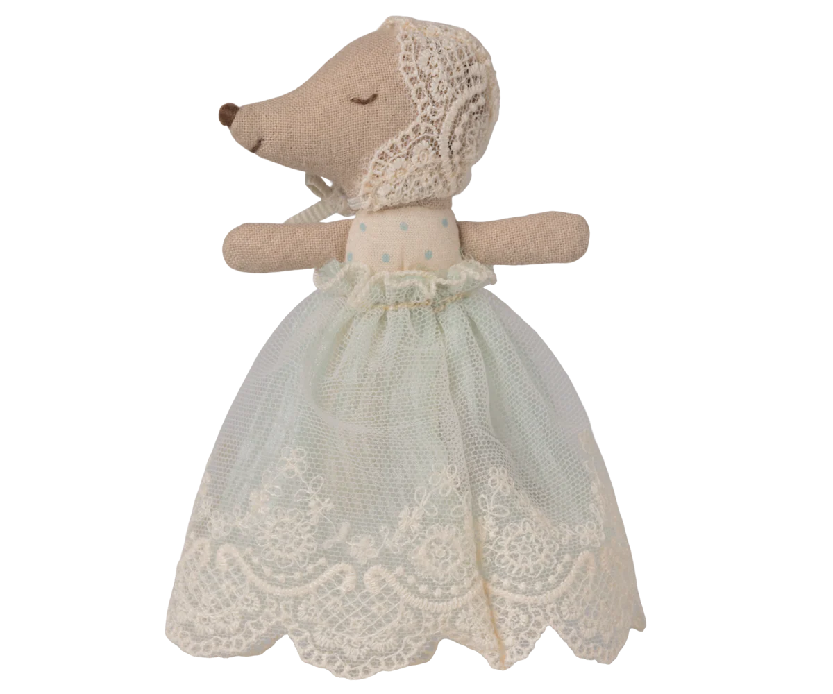 Maileg - Baby Mouse in Gown, Mint
