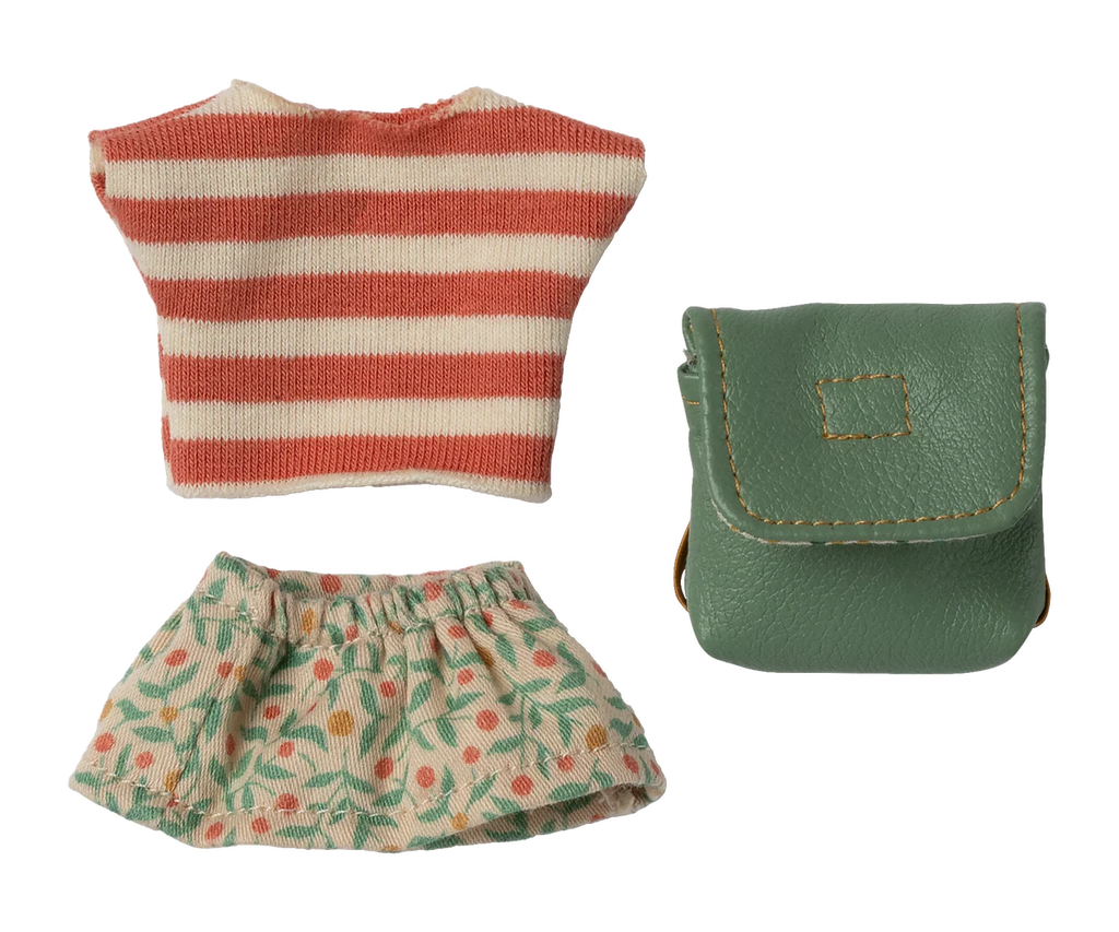 Maileg - Clothes and Bag, Big Sister Mouse, Coral