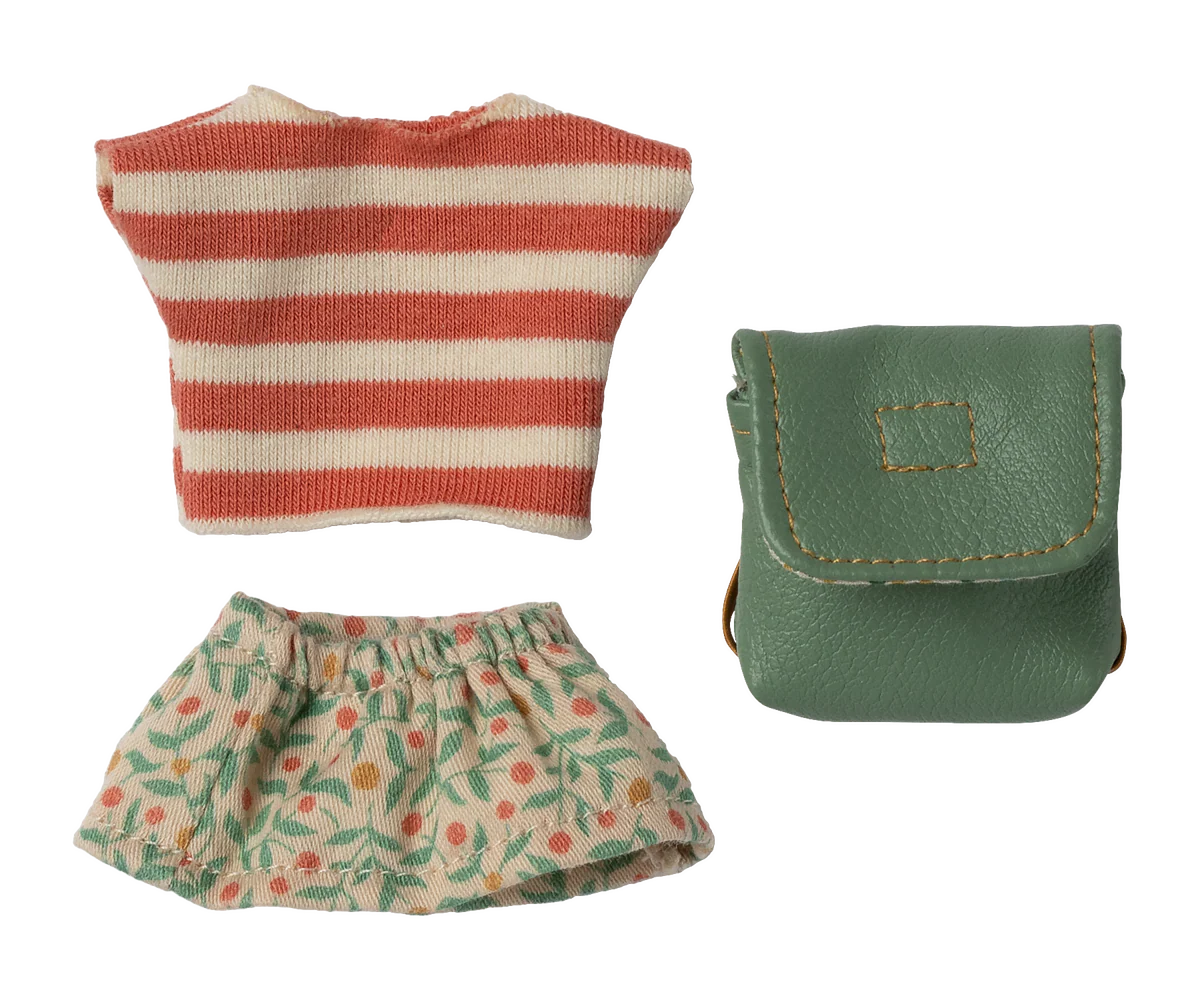 Maileg - Clothes and Bag, Big Sister Mouse, Coral