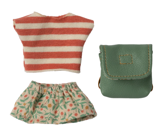 Maileg - Clothes and Bag, Big Sister Mouse, Coral