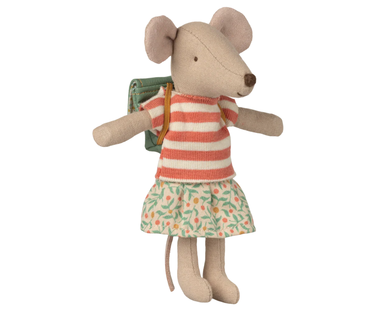 Maileg - Clothes and Bag, Big Sister Mouse, Coral
