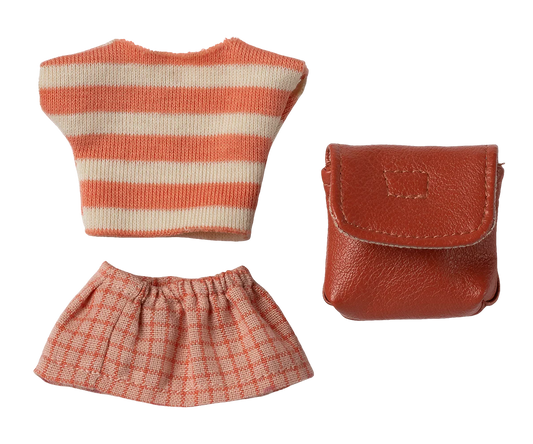Maileg - Clothes and Bag, Big Sister Mouse, Coral
